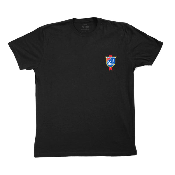 front of t-shirt with old style pocket logo