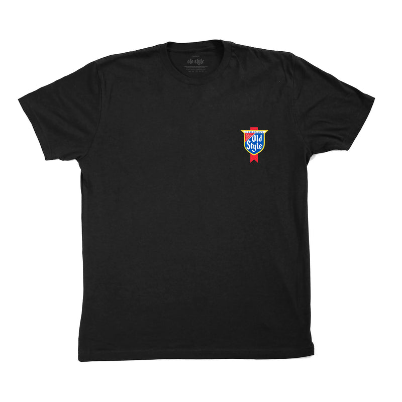 front of t-shirt with old style pocket logo