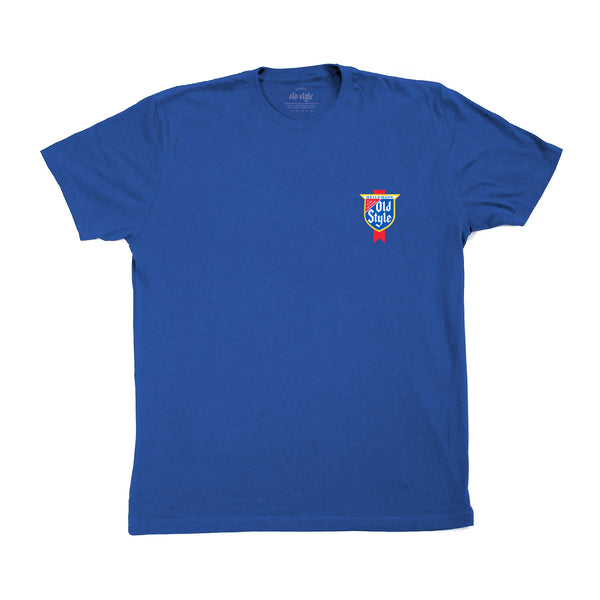front of t-shirt featuring old style pocket logo